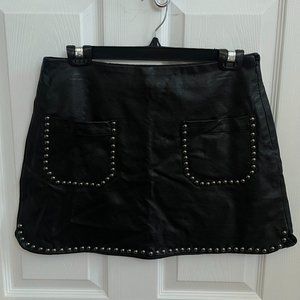 Studded leather mini skirt - Size 6 - Black